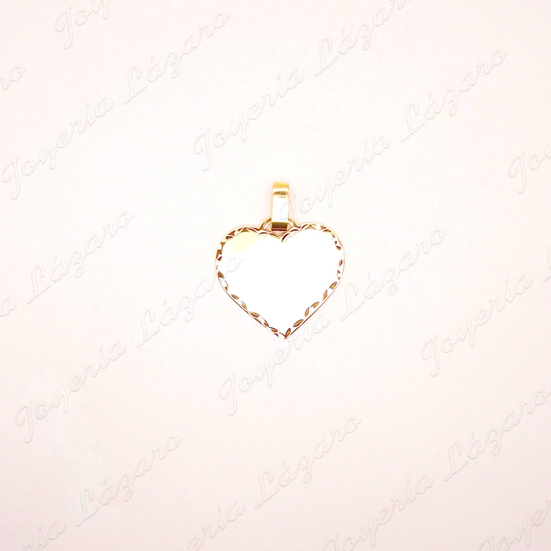 PLACA ORO 18 KTSB CORAZON 27X27MM FILO TALLADO                                                      