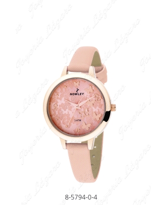 NOWLEY RELOJ CHIC SRA. ROSA DORADO MARIPOSAS PIEL                                                   