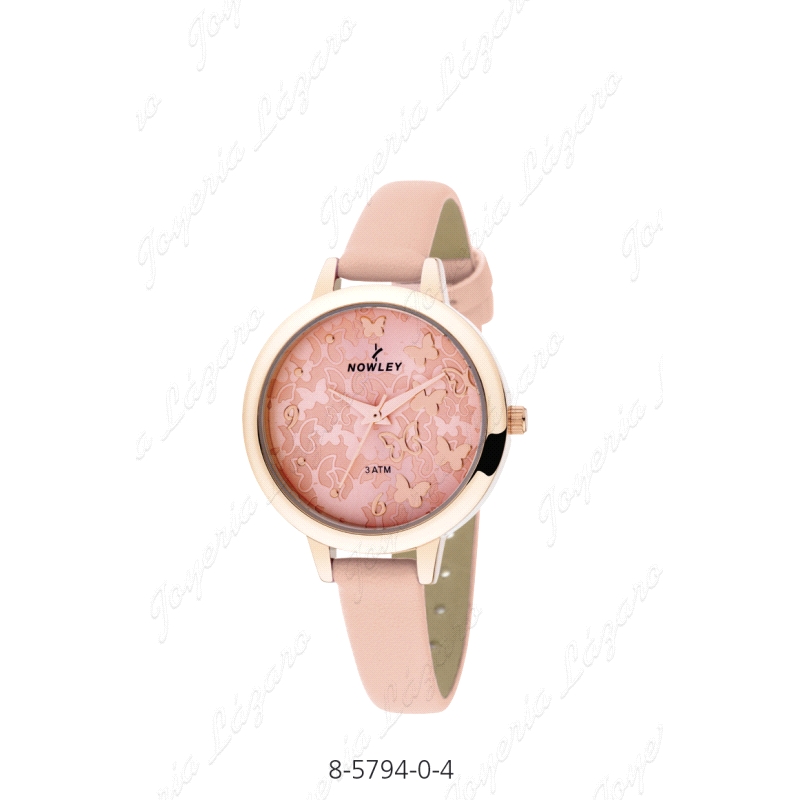 NOWLEY RELOJ CHIC SRA. ROSA DORADO MARIPOSAS PIEL                                                   