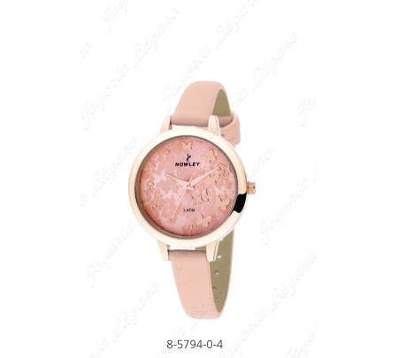 NOWLEY RELOJ CHIC SRA. ROSA DORADO MARIPOSAS PIEL