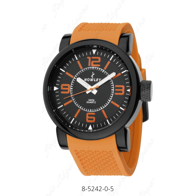 NOWLEY RELOJ HOT CABALLERO NEGRO-NARANJA CAUCHO                                                     