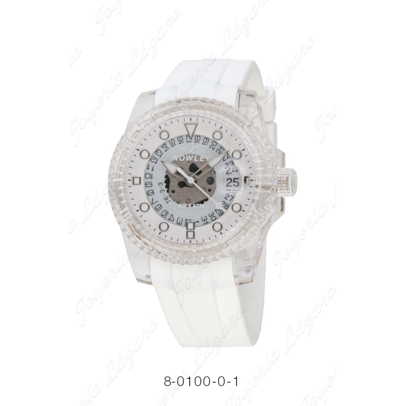 NOWLEY RELOJ NUDE CAJA TRANSPARENTE BLANCO GRANDE                                                   