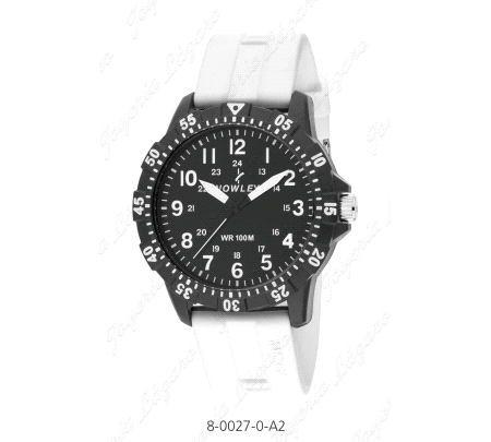 NOWLEY RELOJ HOT CABALLERO CAJA NEGRA CORREA BLANCA CAUCHO