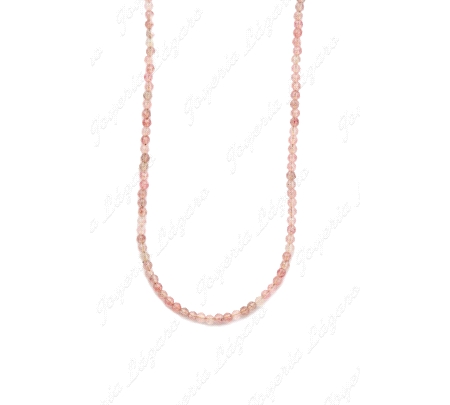 GARGANTILLA ACERO DORADO PIEDRAS NATURALES ROSA