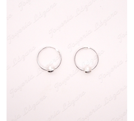 PEND. AROS PLATA  15MM BOLA FACETADA                                                                