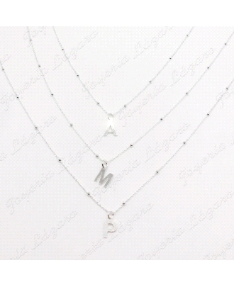 GARGANTILLA PLATA BOLITAS +INICIALES 14X7MM  SEGUN LETRA                                            