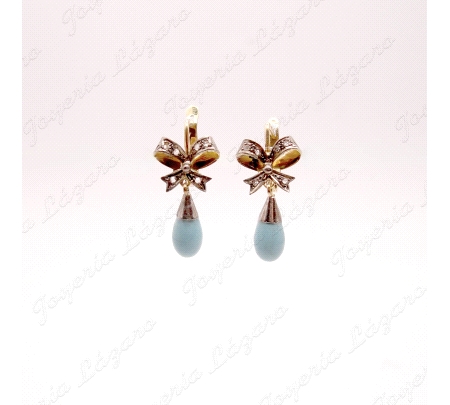 PEND. CHUPON TURQUESA  ORO 18KT OCASION  LAZO, CATALAN                                              