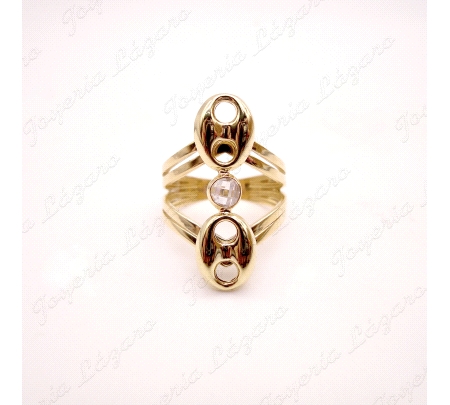 SORTIJA ORO 18 KTS LANZADERA 2 CALABROTES+CIRCO