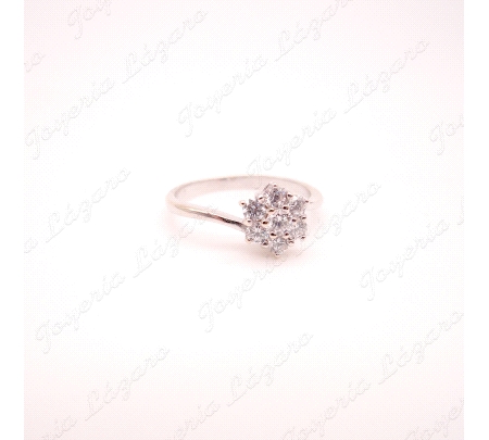 SORTIJA ORO 18 KTS blanco roseton circonitas Nº13                                                   