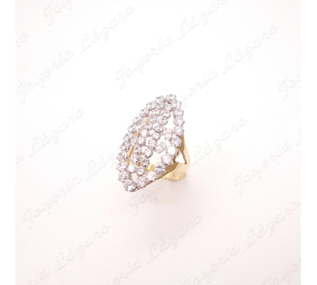 ORO 18 KTS SORTIJA  LANZADERA ZIRCONITAS