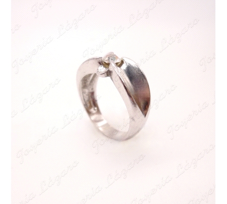 SORTIJA PLATA SOLITARIO CON SURCOS