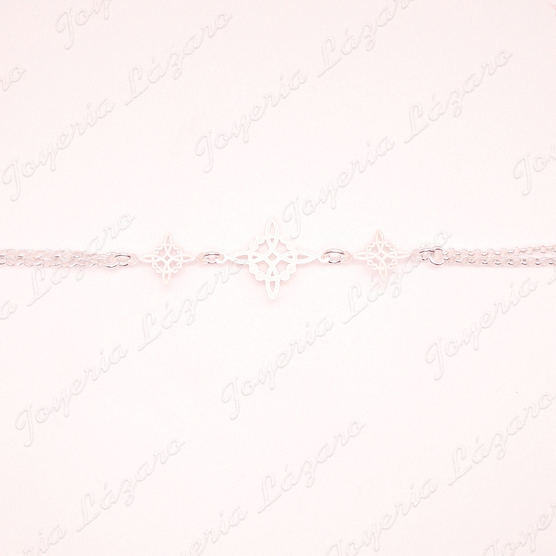 PULSERA PLATA DOBLE 1 NUDO BRUJA GRANDE+2 PEQUEÑOS                                                  