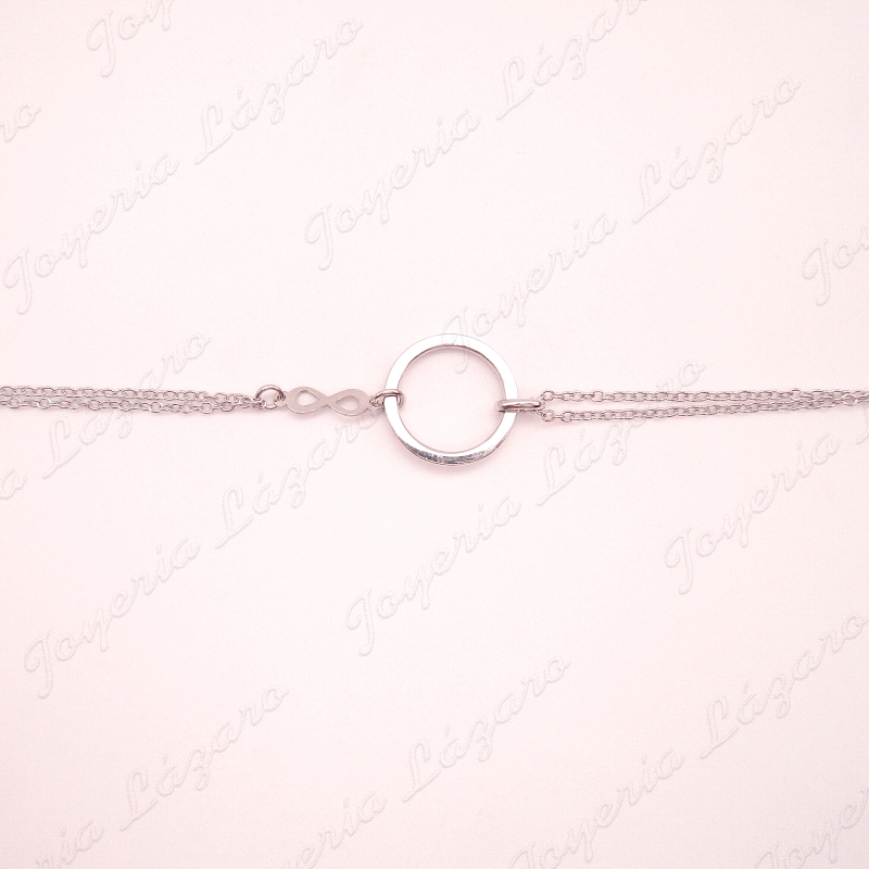 PULSERA PLATA CIRCULO 2 CADENAS+ INFINITO                                                           