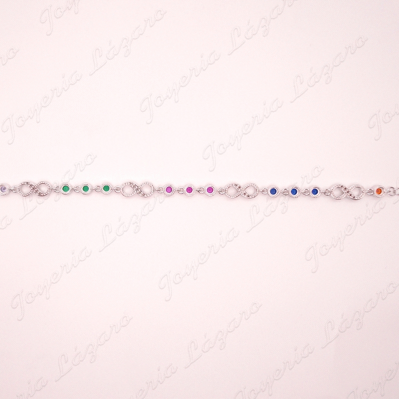 PULSERA PLATA INFINITOS+ CIRCNONITAS BOCEL COLORES                                                  