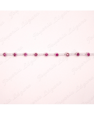 PULSERA PLATA SEMIRIGIDA CIRCOS BOCEL ROJAS                                                         