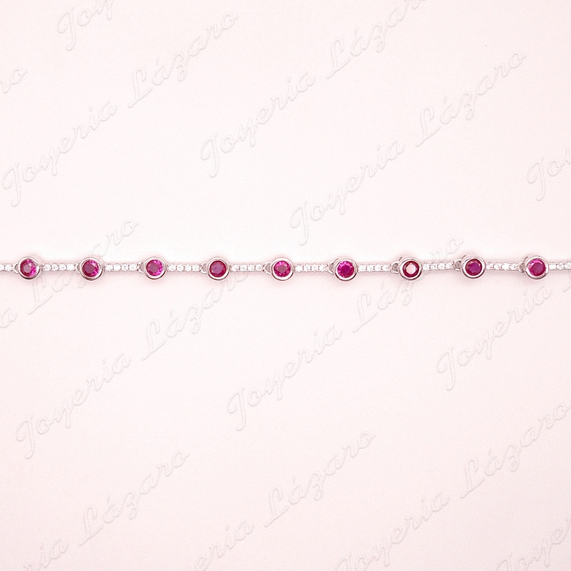 PULSERA PLATA SEMIRIGIDA CIRCOS BOCEL ROJAS                                                         