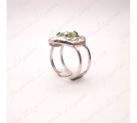 SORTIJA PLATA CHAPADA EN PLATINO AJUSTABLE OVALADA CRISTAL MURANO