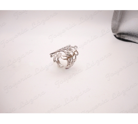 SORTIJA PLATA CHAPADA EN PLATINO AJUSTABLE CALADA