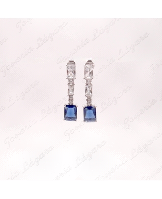 PEND. LARGOS PLATA 3 CIRCOS BAGUETTE COLGANDO +CIRCO AZUL