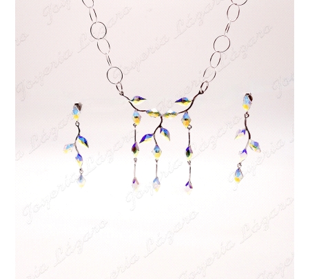 PEND. LARGOS PLATA CRISTALES  SWAROVSKI VULCAN