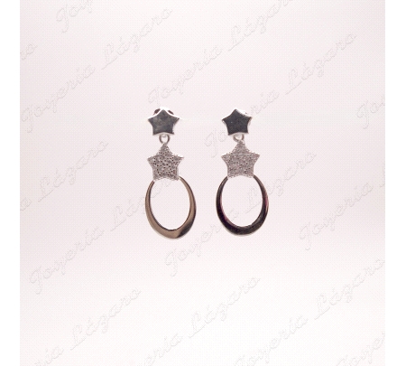 PEND. LARGOS PLATA 1ESTRELLA LISA+1CIRCONITAS+OVALO C.PRES.                                         