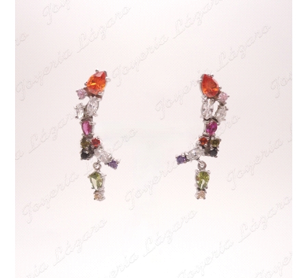 PEND. PLATA CHAPADA EN PLATINO TREPADOR PIEDRA MULTICOLOR C. PRESION                                