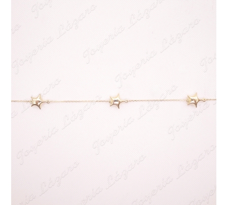 PULSERA ORO 18 KTS  3 ESTRELLAS 10MM HUECA