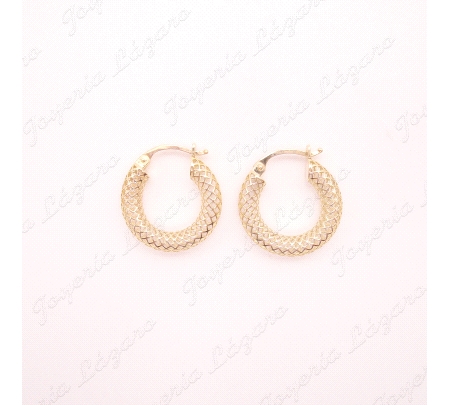 PEND. AROS ORO 18 KTS MALLA CALADA 4MMX 12MM INT.                                                   