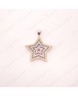 COLGANTE ORO 18KT OCASION ESTRELLA TRICOLOR MICRO CIRCONITAS                                        