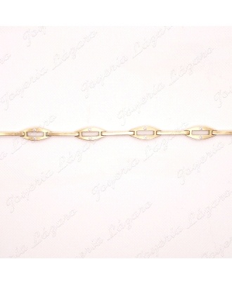 PULSERA ORO 18KT OCASION ROMBO +2CIRCOS CALADO +LISTON                                              