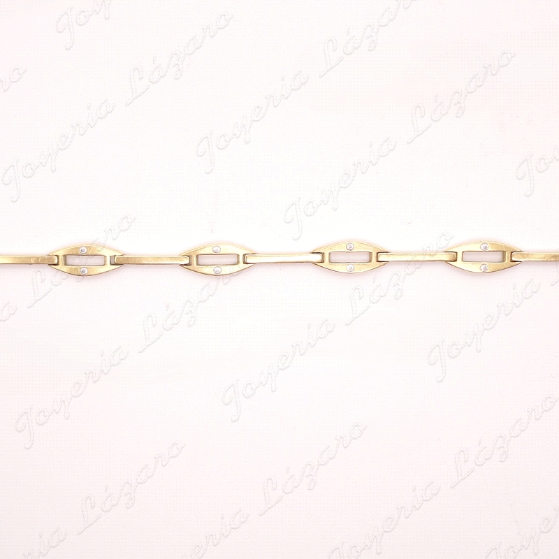 PULSERA ORO 18KT OCASION ROMBO +2CIRCOS CALADO +LISTON                                              