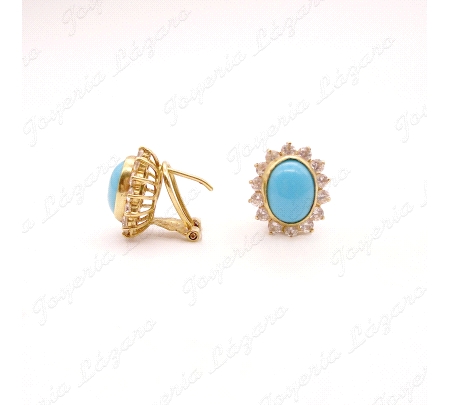 PEND. ORO 18KT OCASION TURQUESA+CERCO CIRCO. GARRAS  CIERRE OMEGA