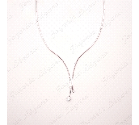 GARGANTILLA ORO 18KT BLANCO OCASION, SEMIRIGIDA CORBATIN ROSETON CIRCO