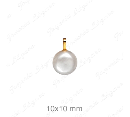 COLGANTE ORO 18 KTS PERLA CULTIVADA BOTON 10X10MM