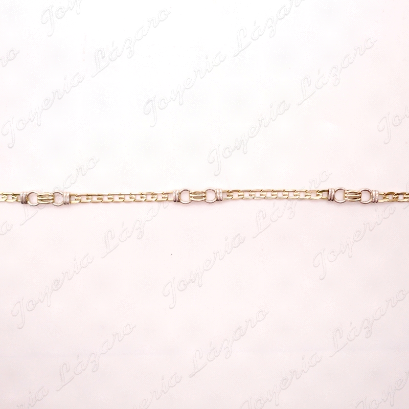 PULSERA ORO 18KT OCASION BICOLOR  ESLABONES BARBADOS+ASAS                                           