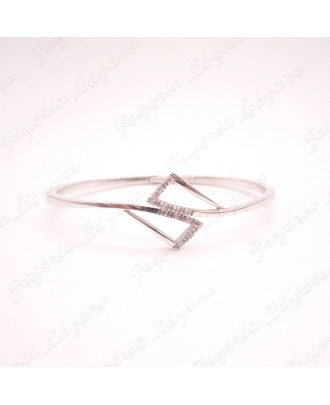 PULSERA ORO 18KT BLANCO OCASION CAÑA CUADRADA 2 TRIANGULOS CIRCO BISAG                              