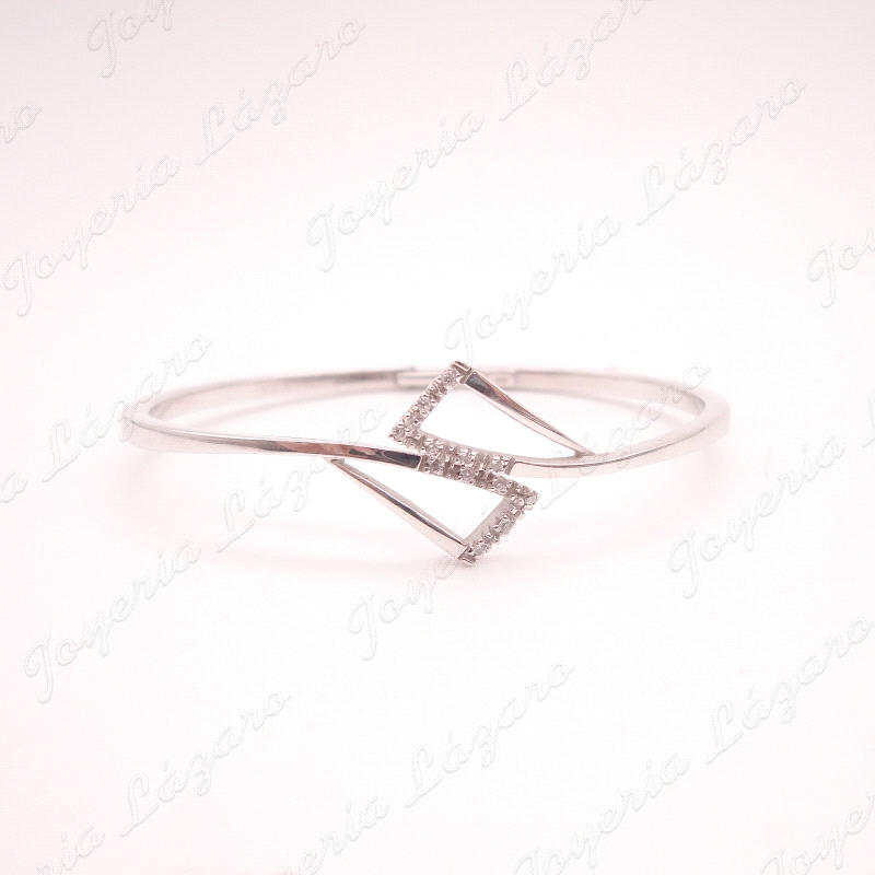 PULSERA ORO 18KT BLANCO OCASION CAÑA CUADRADA 2 TRIANGULOS CIRCO BISAG                              