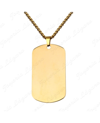 COLLAR PLACA MILITAR ACERO DORADO 28X50 MM                                                          