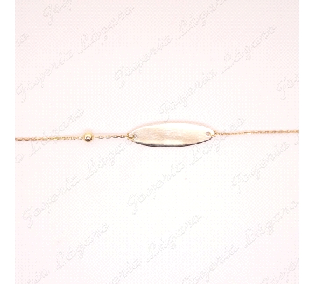 ESCLAVA BEBE ORO 18 KTS 2 POSTURAS PLACA OVAL+1BOLI TA ESLB. FORZADO F                              