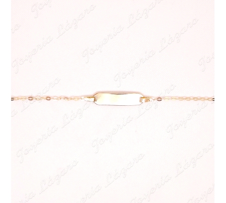 ESCLAVA BEBE ORO 18 KTS PLACA RECT. BRILLO ESLB. FORZADO                                            