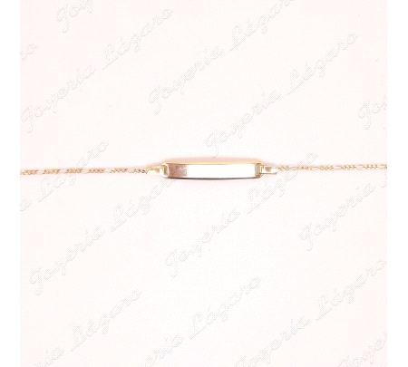 ESCLAVA BEBE ORO 18 KTS 2 POSTURAS 3X1 1MM PLACA RECT. BRILLO                                       