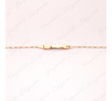 ESCLAVA BEBE ORO 18 KTS PLACA RECT. BRILLO 1X1 1MM