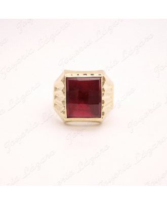 SORTIJA ORO 18 KTS DAMERO ROJO 11X13MM