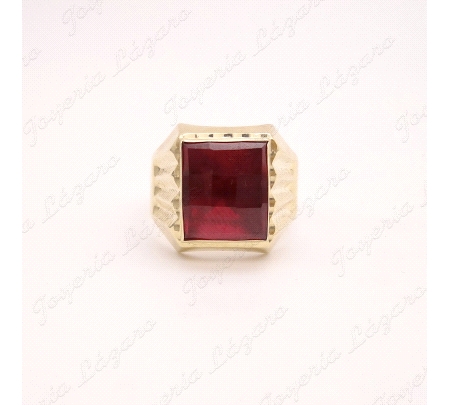 SORTIJA ORO 18 KTS DAMERO ROJO 11X13MM