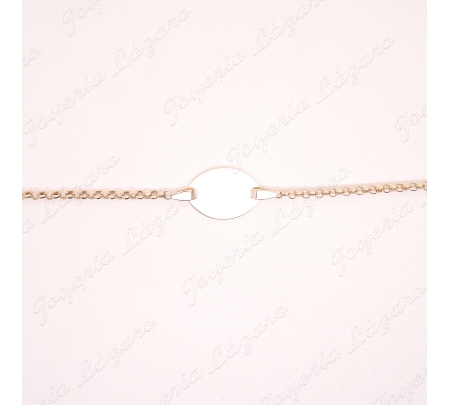 ESCLAVA BEBE ORO 18 KTS PLACA OVAL ROLO