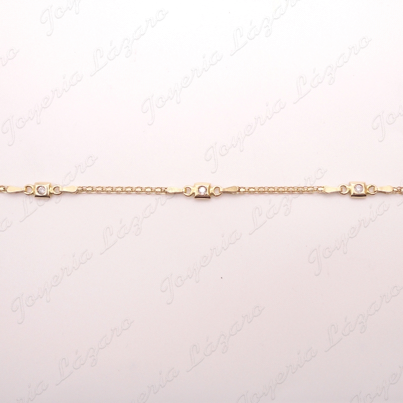 PULSERA ORO 18KT OCASION 3 CUADRADOS CON CIRCO.                                                     