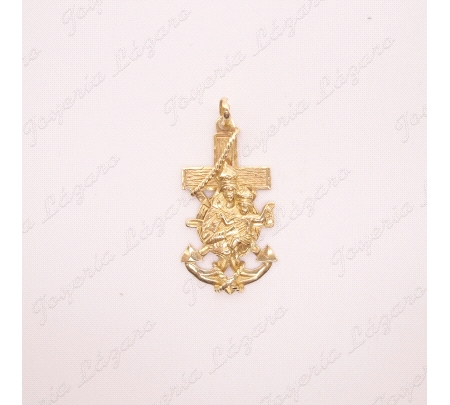 MEDALLA ORO 18KT OCASION, MARINERA 19X37, VIRGEN DEL CARMEN+ANCLA                                   