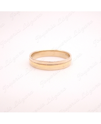 ALIANZA ORO 18KT OCASION 4MM 3 BANDAS BRILLO                                                        