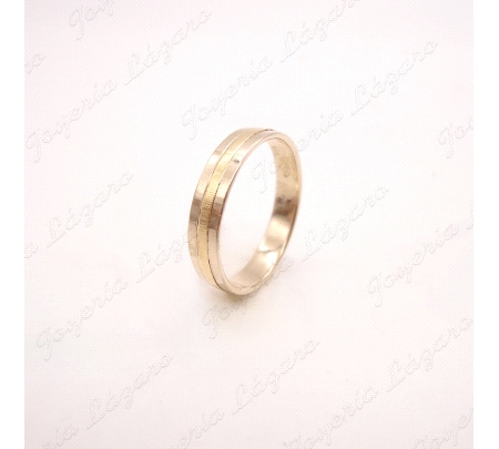 ALIANZA ORO 18KT OCASION 4MM 3 BANDAS BRILLO