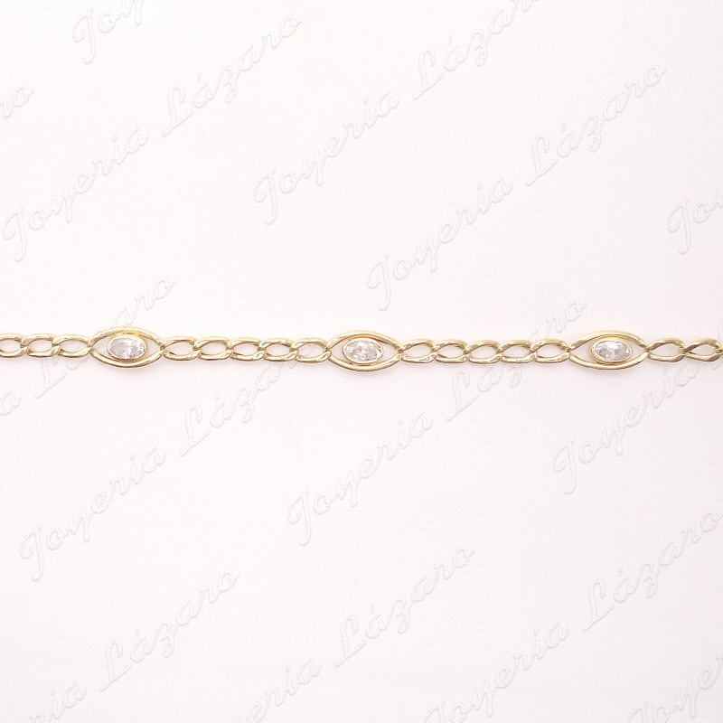 PULSERA ORO 18KT OCASION 5 CIRCONITAS OVALES EN OJO                                                 